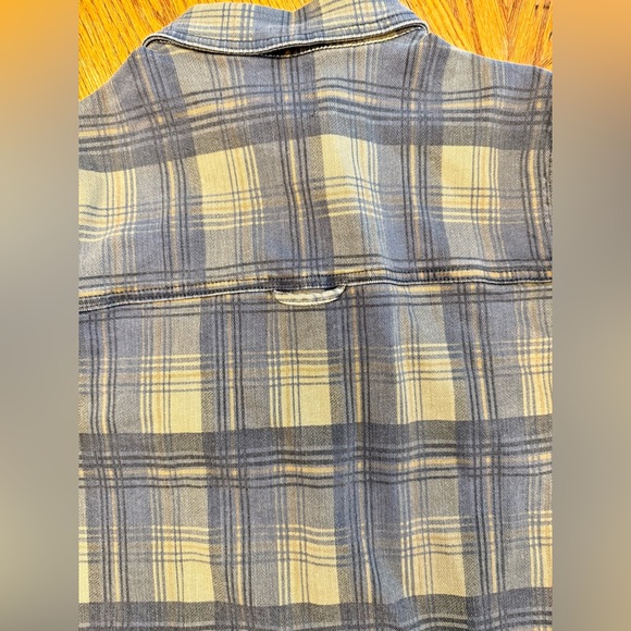 Judy Blue Medium Blue and Cream Plaid Print Denim Shacket in Small - Picture 10 of 16